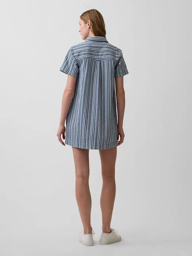 Mini-robe à enfiler en denim rayé