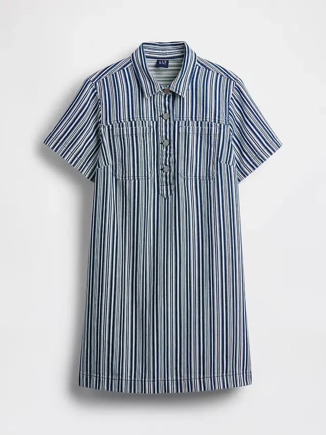 Mini-robe à enfiler en denim rayé