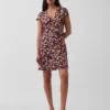 Mini-robe imprimée à col en V