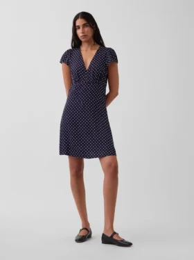 Mini-robe imprimée à col en V