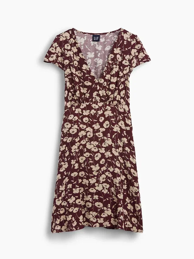 Mini-robe imprimée à col en V