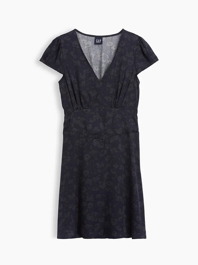 Mini-robe imprimée à col en V