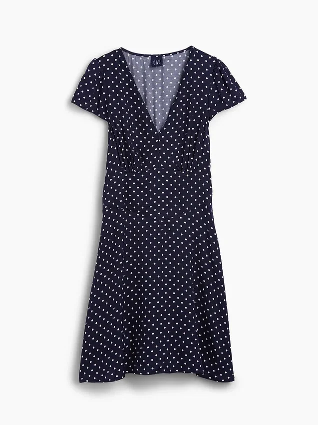 Mini-robe imprimée à col en V