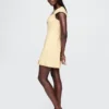 Mini-robe à manches courtes en mélange de lin