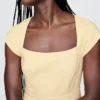 Mini-robe à manches courtes en mélange de lin