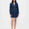 Mini-robe plissée en denim