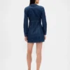 Mini-robe plissée en denim