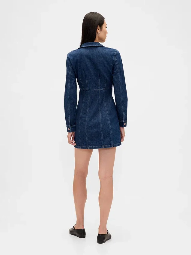 Mini-robe plissée en denim
