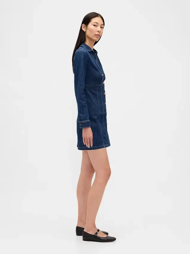 Mini-robe plissée en denim