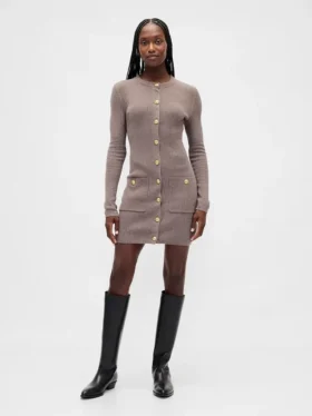 Mini-robe-pull à côtes CashSoft avec poches