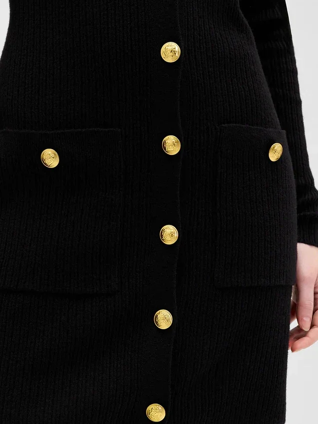 Mini-robe-pull à côtes CashSoft avec poches