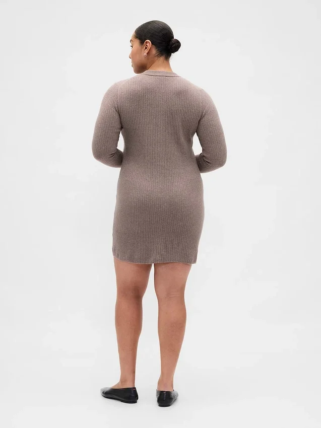 Mini-robe-pull à côtes CashSoft avec poches