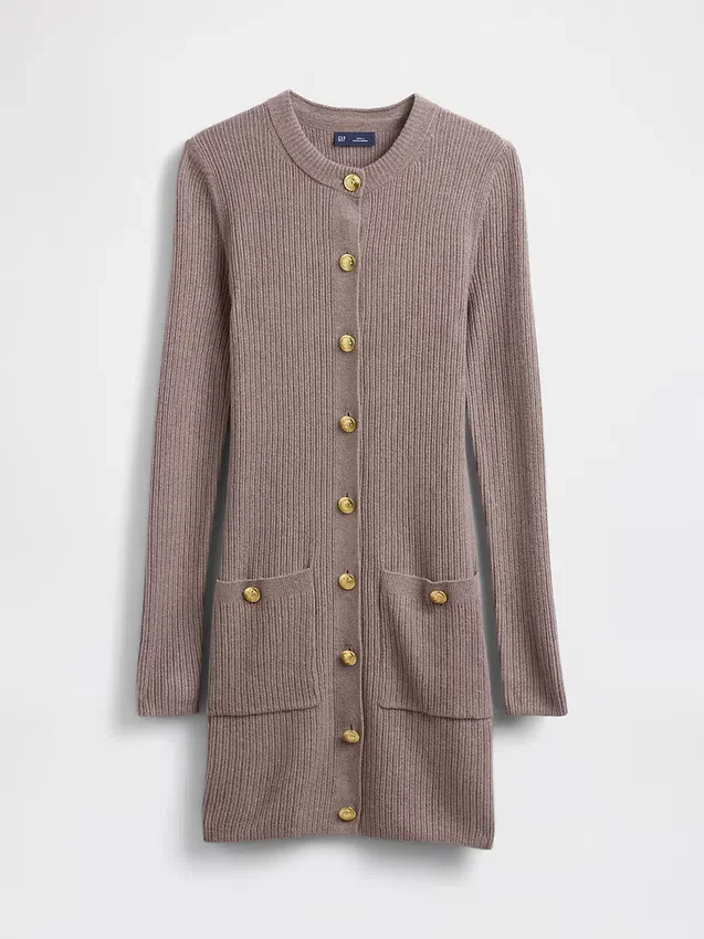 Mini-robe-pull à côtes CashSoft avec poches