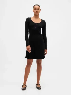 Mini-robe-pull en maille côtelée CashSoft