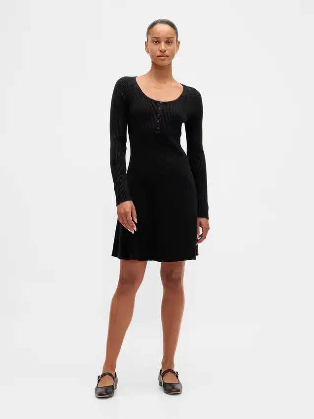 Mini-robe-pull en maille côtelée CashSoft