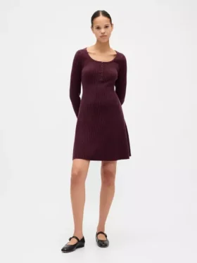 Mini-robe-pull en maille côtelée CashSoft