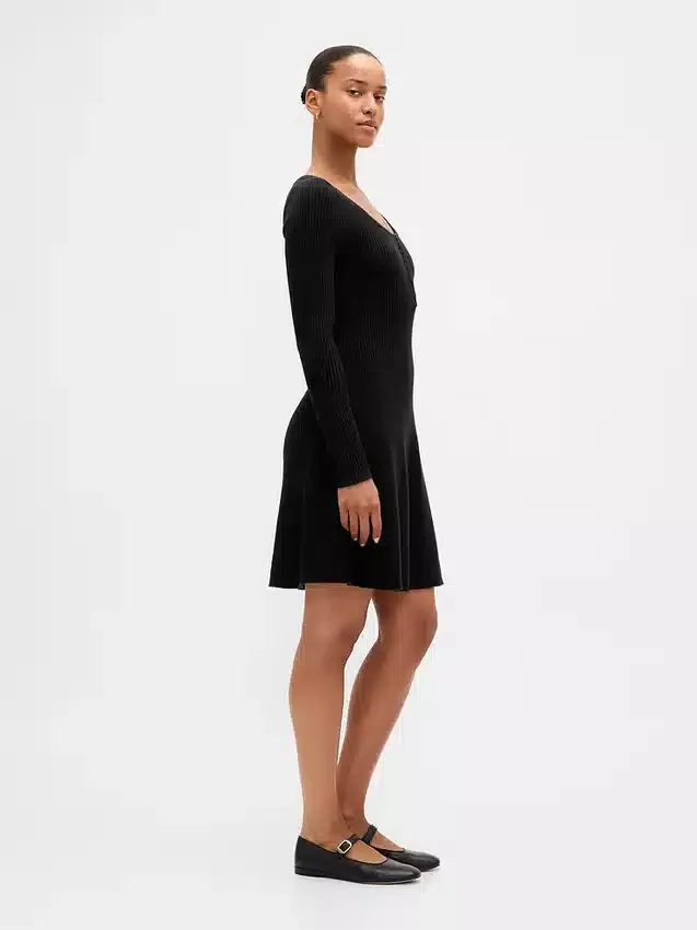 Mini-robe-pull en maille côtelée CashSoft