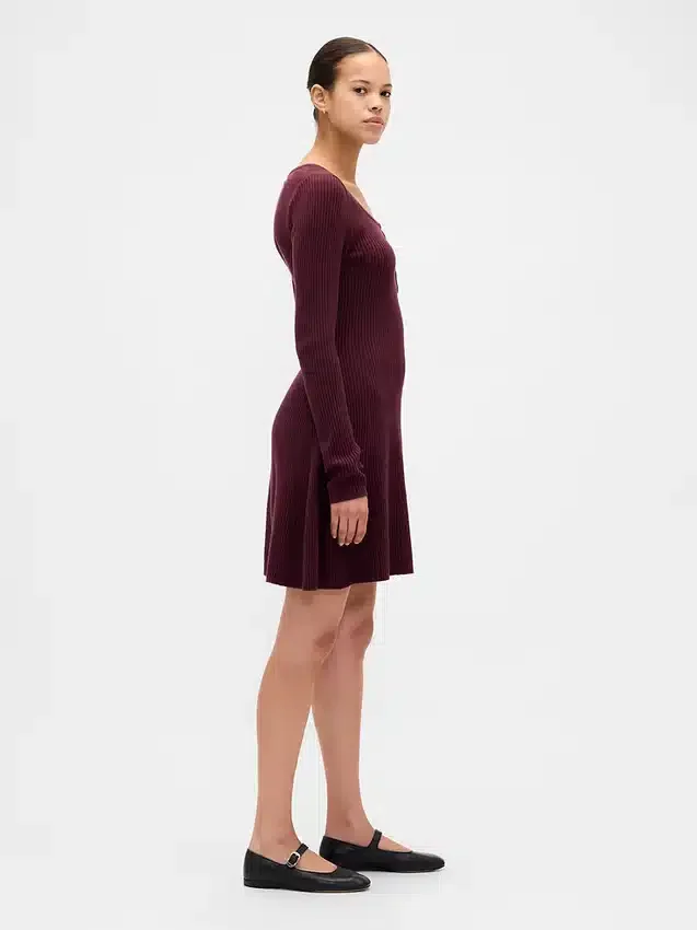 Mini-robe-pull en maille côtelée CashSoft