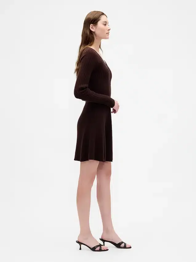 Mini-robe-pull en maille côtelée CashSoft