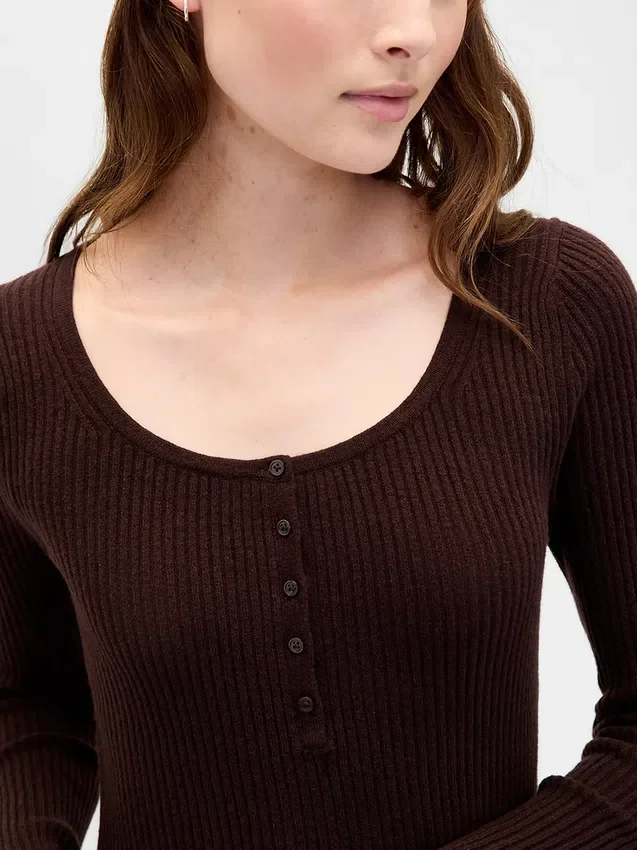 Mini-robe-pull en maille côtelée CashSoft