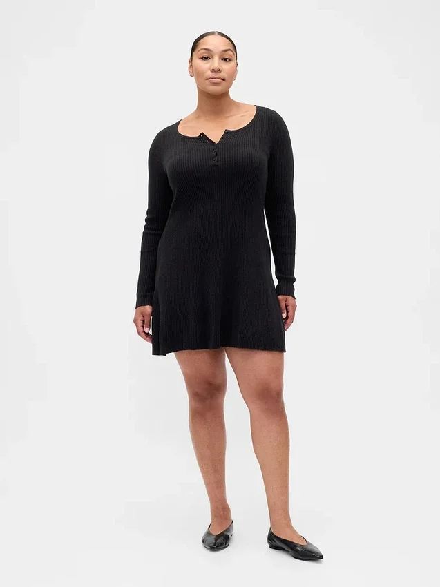Mini-robe-pull en maille côtelée CashSoft