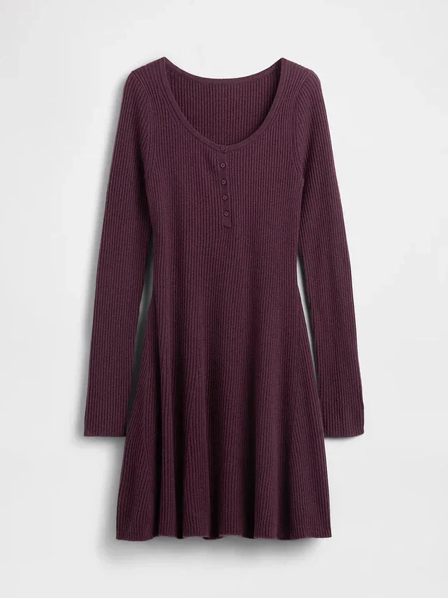 Mini-robe-pull en maille côtelée CashSoft
