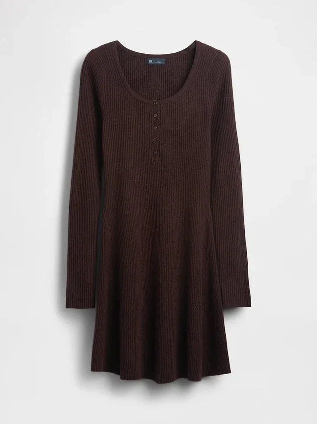 Mini-robe-pull en maille côtelée CashSoft
