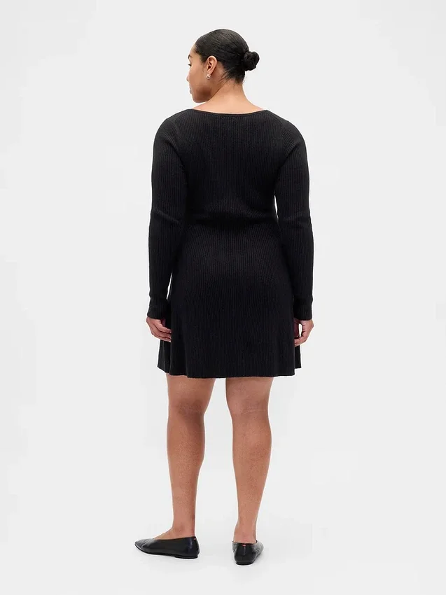 Mini-robe-pull en maille côtelée CashSoft