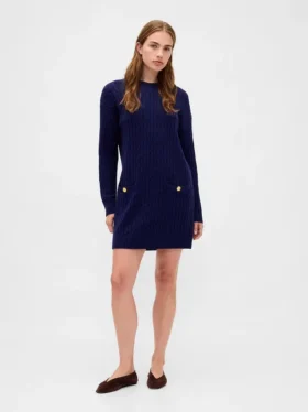 Mini-robe-pull en maille torsadée CashSoft