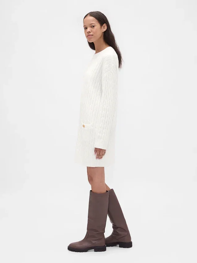 Mini-robe-pull en maille torsadée CashSoft