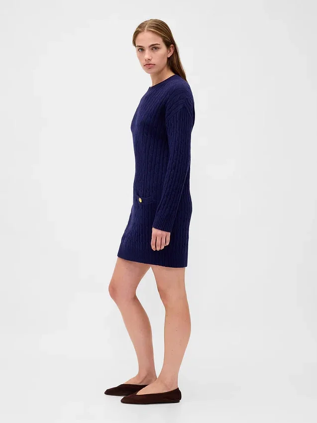 Mini-robe-pull en maille torsadée CashSoft