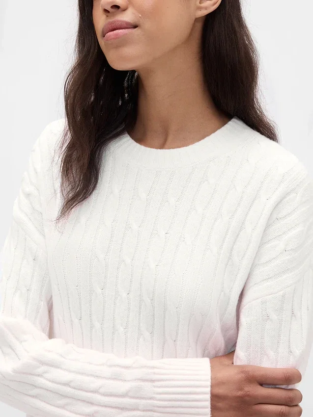 Mini-robe-pull en maille torsadée CashSoft