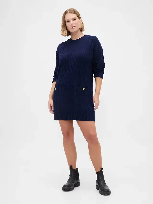 Mini-robe-pull en maille torsadée CashSoft