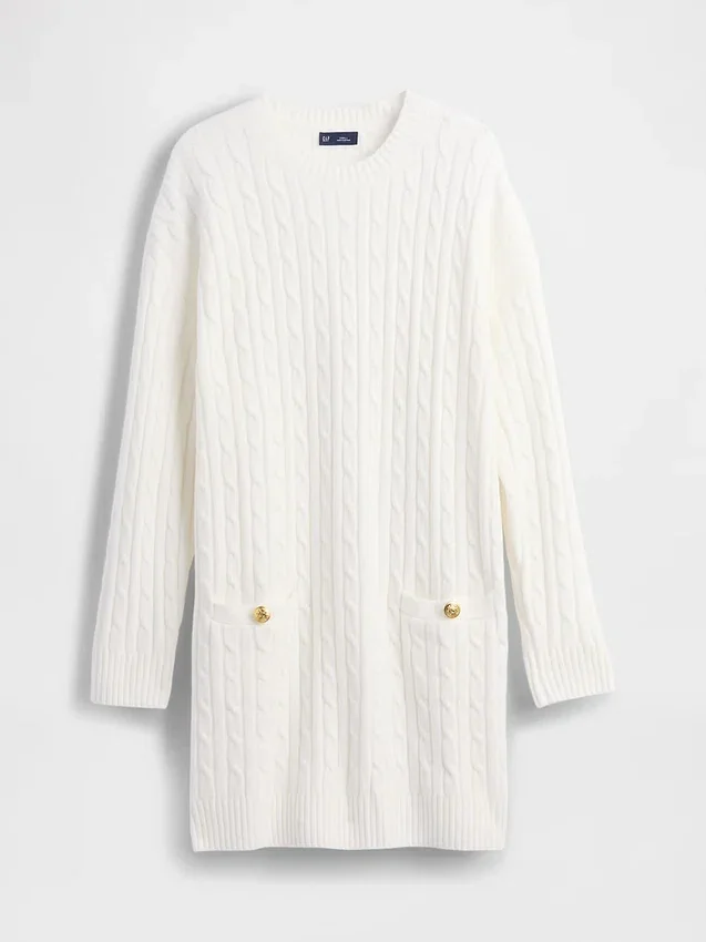 Mini-robe-pull en maille torsadée CashSoft