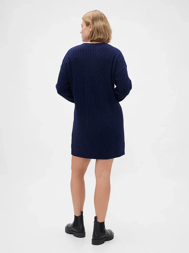 Mini-robe-pull en maille torsadée CashSoft