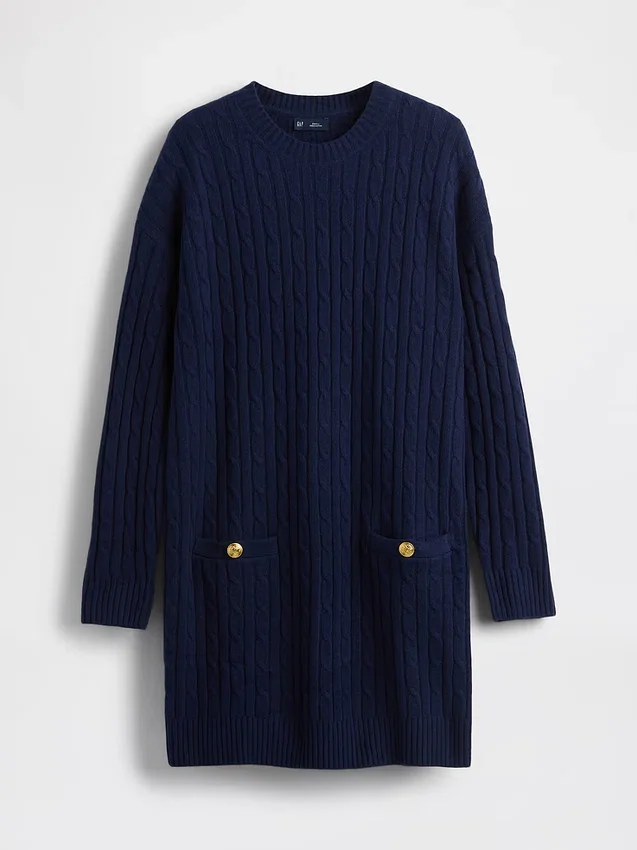 Mini-robe-pull en maille torsadée CashSoft