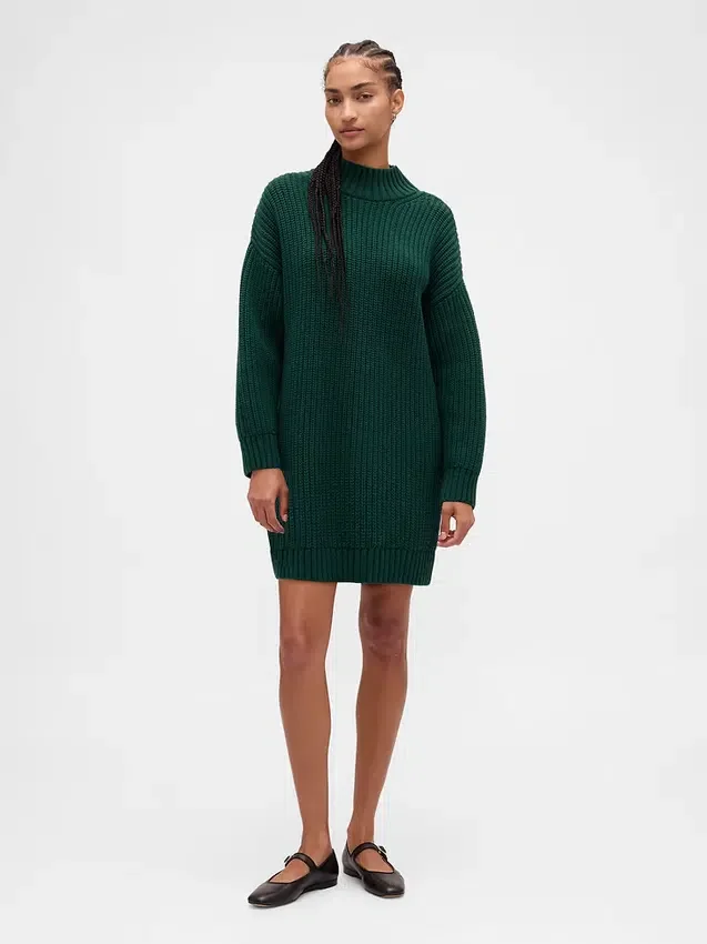 Mini-robe-pull oversize à col roulé