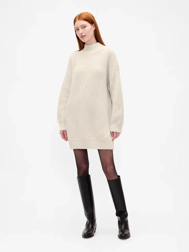 Mini-robe-pull oversize à col roulé
