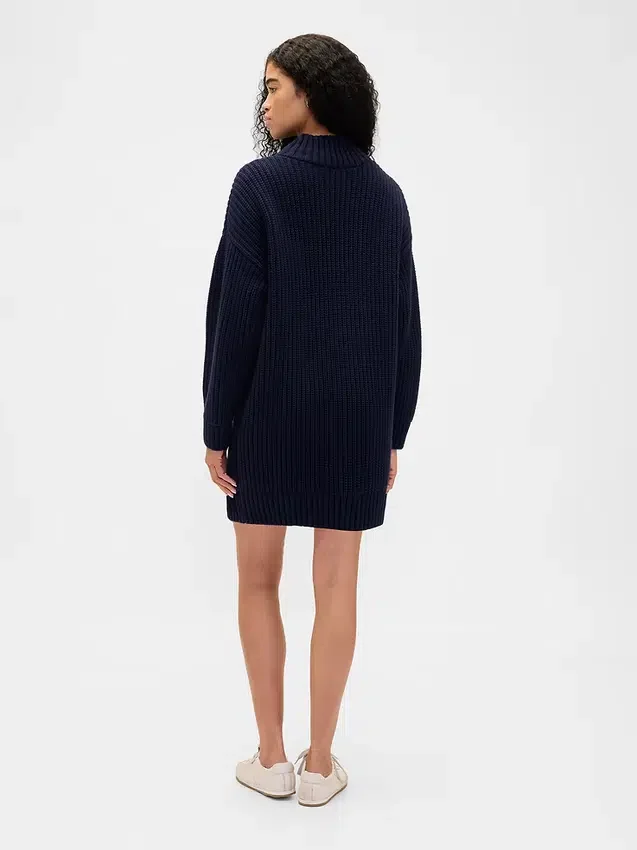 Mini-robe-pull oversize à col roulé