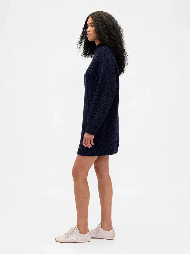Mini-robe-pull oversize à col roulé