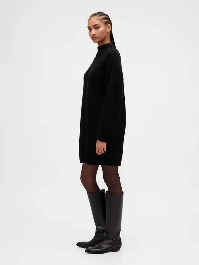 Mini-robe-pull oversize à col roulé