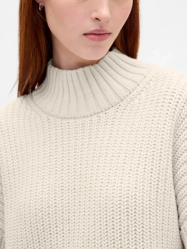 Mini-robe-pull oversize à col roulé