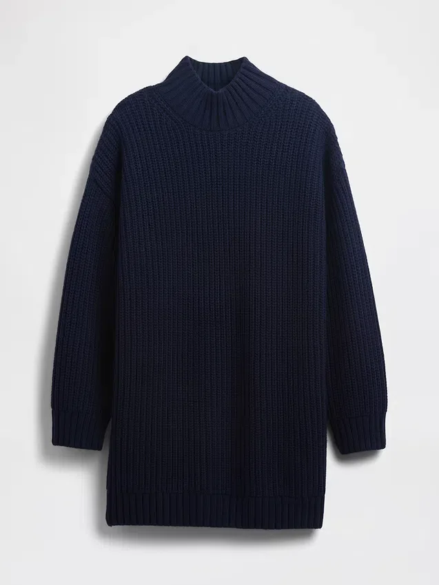 Mini-robe-pull oversize à col roulé