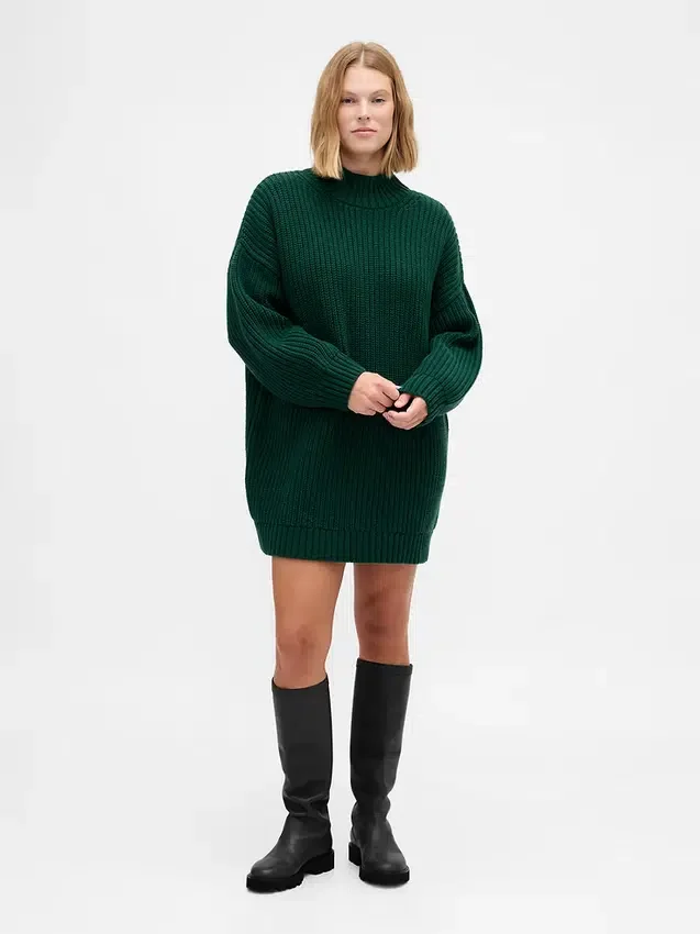 Mini-robe-pull oversize à col roulé