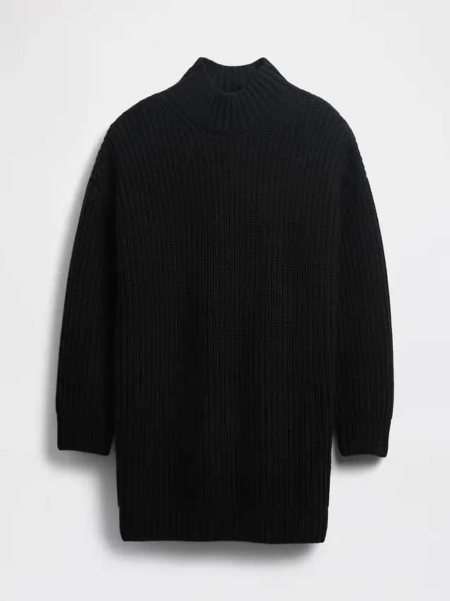 Mini-robe-pull oversize à col roulé