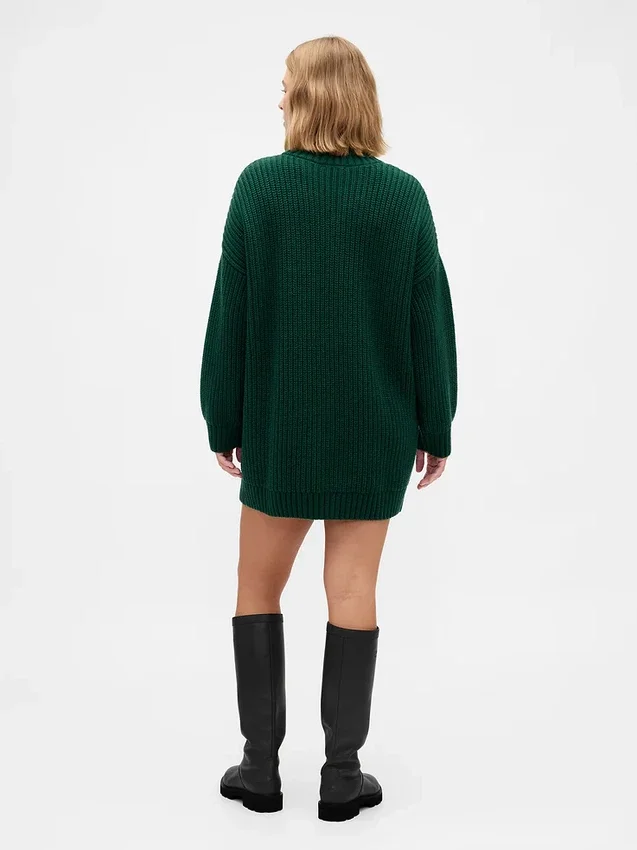 Mini-robe-pull oversize à col roulé