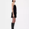 Mini-robe sans bretelles en velours côtelé