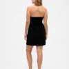 Mini-robe sans bretelles en velours côtelé