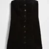 Mini-robe sans bretelles en velours côtelé