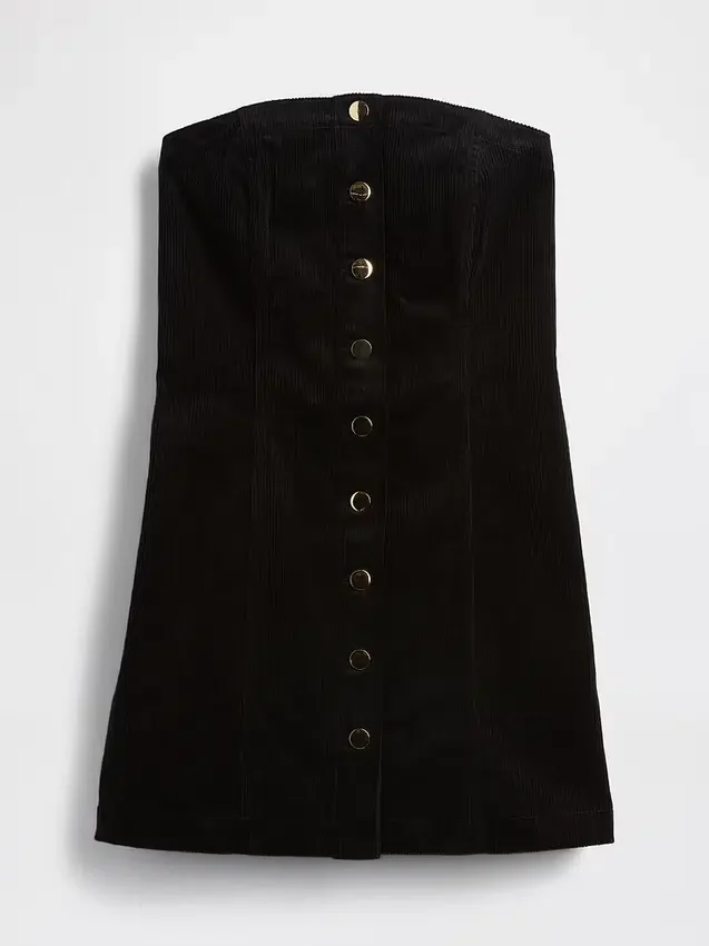 Mini-robe sans bretelles en velours côtelé